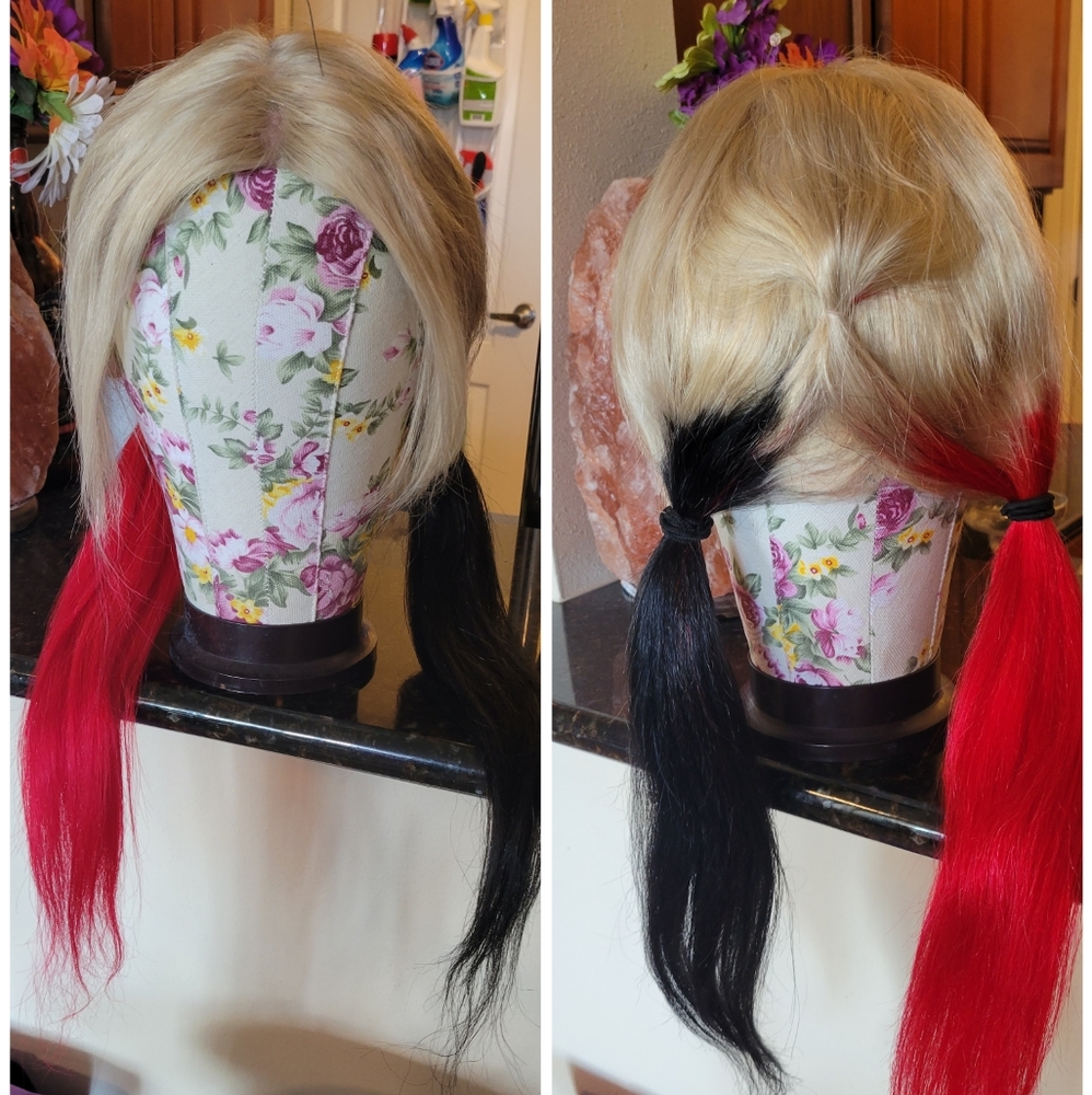 Human hair Harley Quinn wig